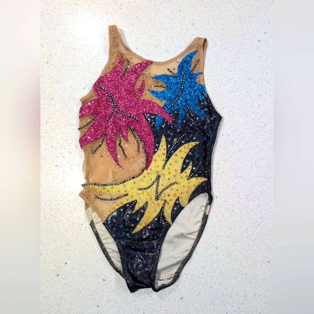 OOAK Custom Handmade Pageant Dance Acro Acrobatic gymnastics Leotard Large 10/12